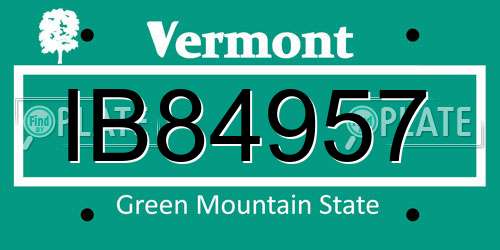 IB84957 Vermont License Plate