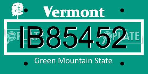 IB85452 Vermont License Plate