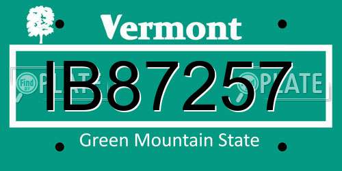 IB87257 Vermont License Plate