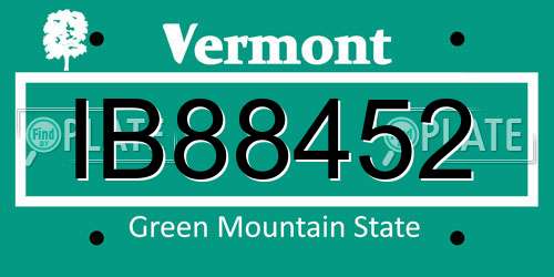 IB88452 Vermont License Plate
