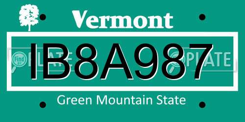 IB8A987 Vermont License Plate