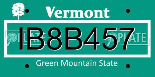 IB8B457 Vermont License Plate