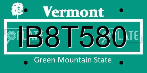 IB8T580 Vermont License Plate