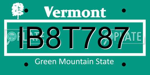 IB8T787 Vermont License Plate