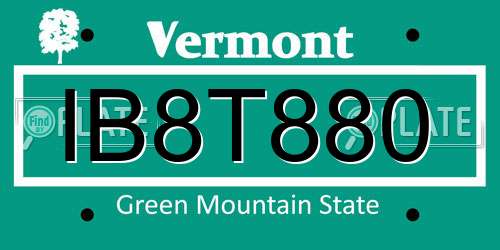 IB8T880 Vermont License Plate