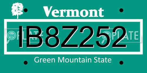 IB8Z252 Vermont License Plate