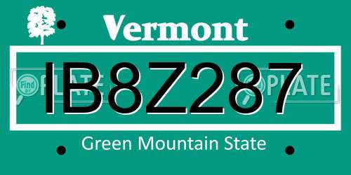 IB8Z287 Vermont License Plate