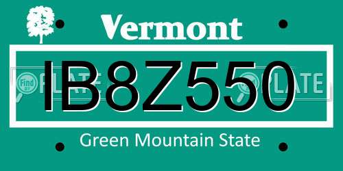 IB8Z550 Vermont License Plate