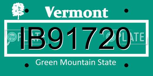 IB91720 Vermont License Plate
