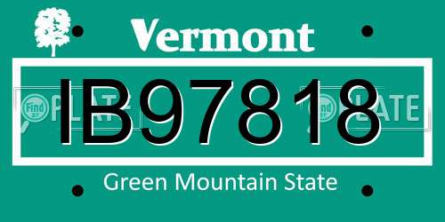 IB97818 Vermont License Plate