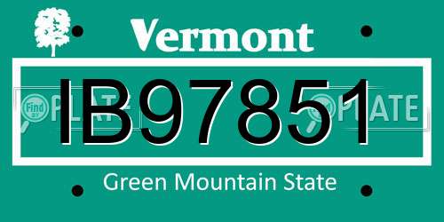 IB97851 Vermont License Plate