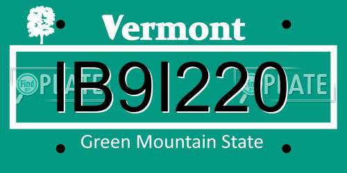 IB9I220 Vermont License Plate