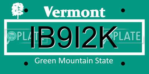 IB9I2K Vermont License Plate