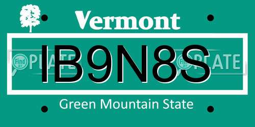 IB9N8S Vermont License Plate
