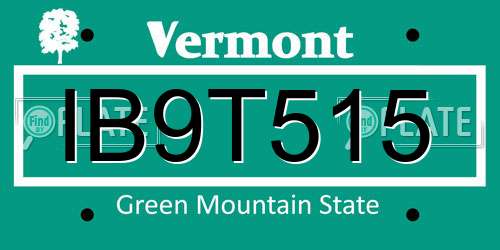 IB9T515 Vermont License Plate