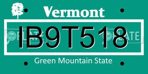 IB9T518 Vermont License Plate