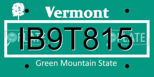 IB9T815 Vermont License Plate