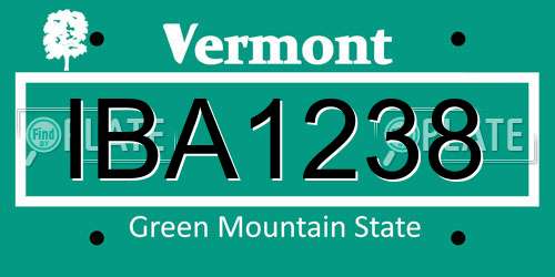 IBA1238 Vermont License Plate