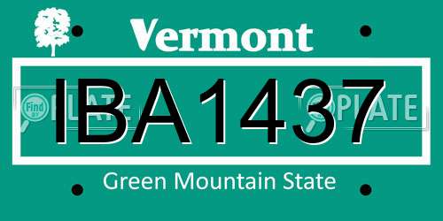 IBA1437 Vermont License Plate