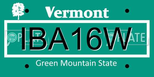 IBA16W Vermont License Plate