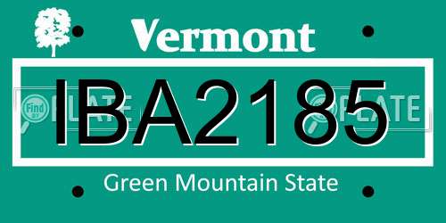 IBA2185 Vermont License Plate