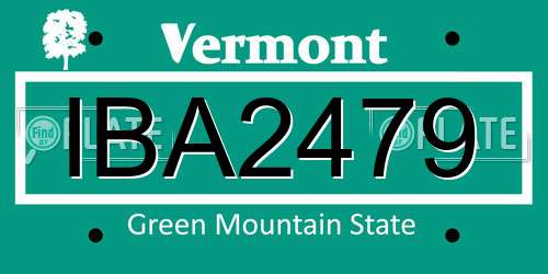 IBA2479 Vermont License Plate