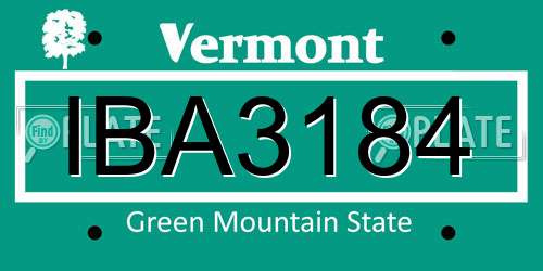 IBA3184 Vermont License Plate
