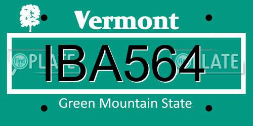 IBA564 Vermont License Plate