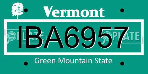 IBA6957 Vermont License Plate