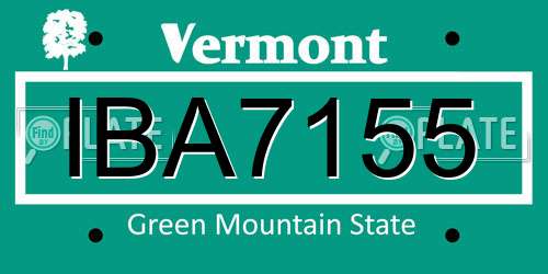IBA7155 Vermont License Plate