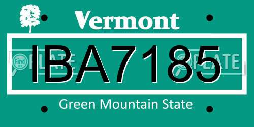 IBA7185 Vermont License Plate