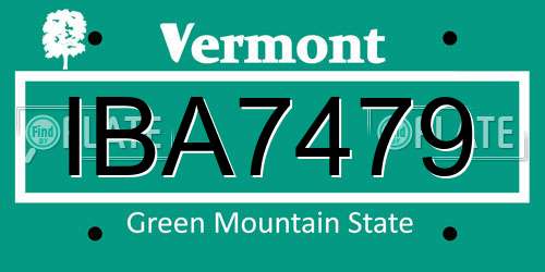 IBA7479 Vermont License Plate