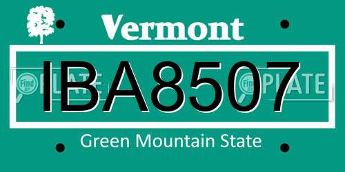 IBA8507 Vermont License Plate