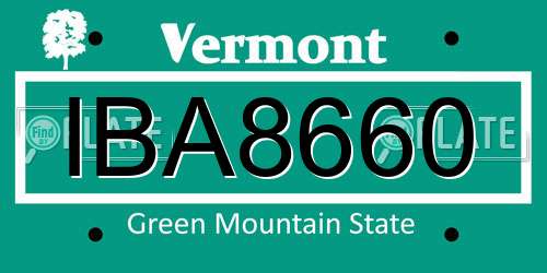 IBA8660 Vermont License Plate