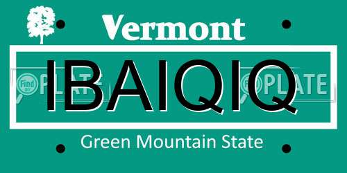 IBAIQIQ Vermont License Plate