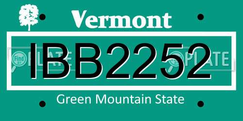 IBB2252 Vermont License Plate