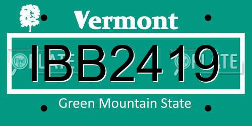 IBB2419 Vermont License Plate