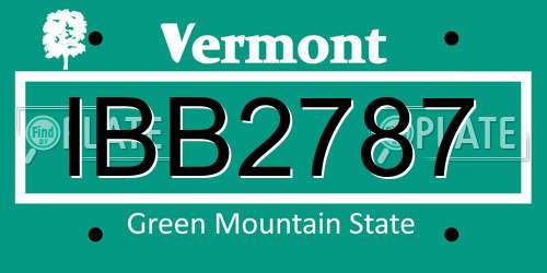 IBB2787 Vermont License Plate