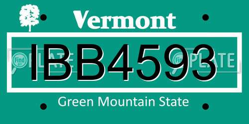 IBB4593 Vermont License Plate