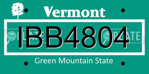 IBB4804 Vermont License Plate