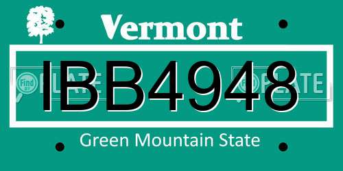 IBB4948 Vermont License Plate