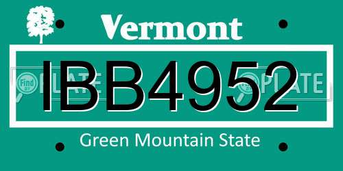 IBB4952 Vermont License Plate