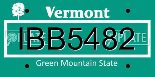 IBB5482 Vermont License Plate