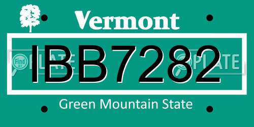 IBB7282 Vermont License Plate