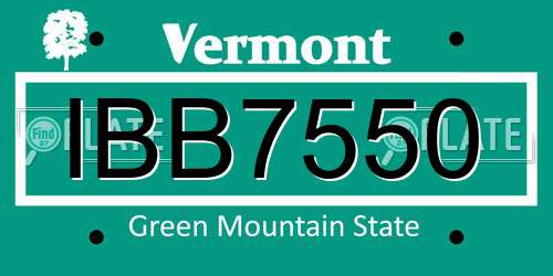 IBB7550 Vermont License Plate