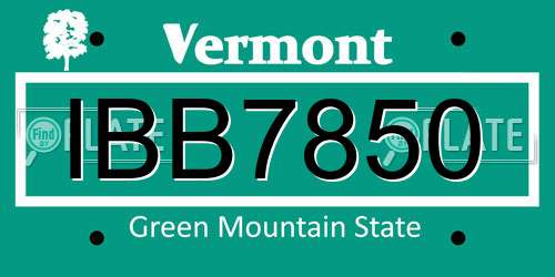 IBB7850 Vermont License Plate