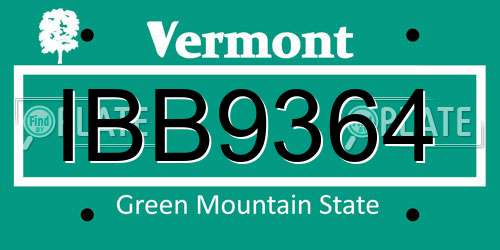IBB9364 Vermont License Plate
