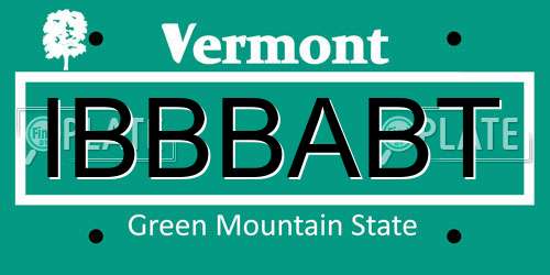 IBBBABT Vermont License Plate