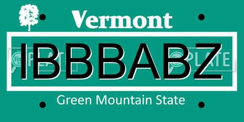 IBBBABZ Vermont License Plate