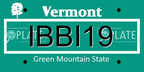 IBBI19 Vermont License Plate